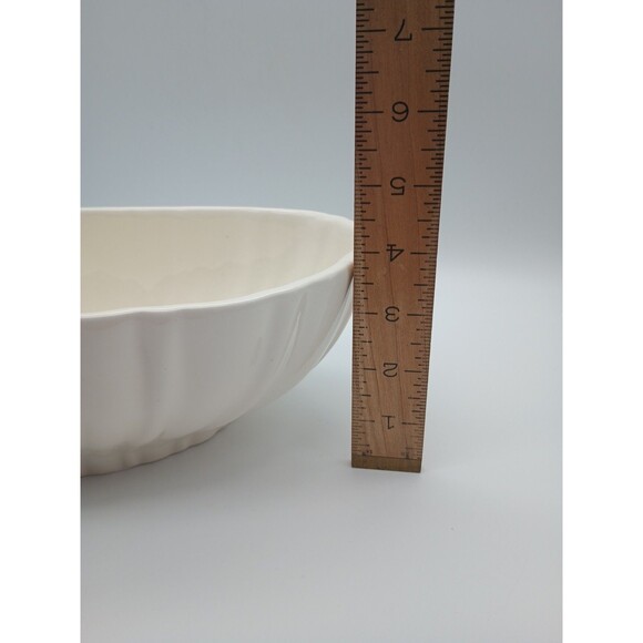 Haeger Oval Pottery Planter Bowl #4020 Off White Cream Ribbed U.S.A Vintage LG - Picture 7 of 7